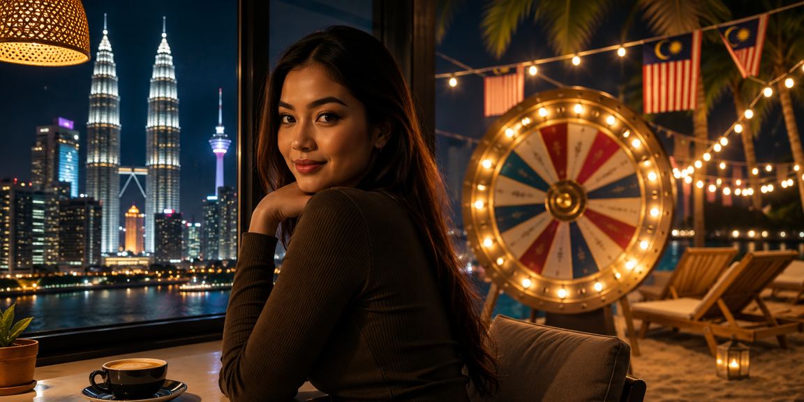 Pemain muda dari Kuala Lumpur mencuba nasib dalam permainan roulette dan lucky draw dalam talian